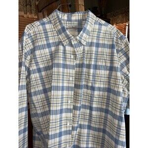 LL Bean Mens Shirt XL Traditional Fit Plaid Button Blue Yellow Long Sleeve